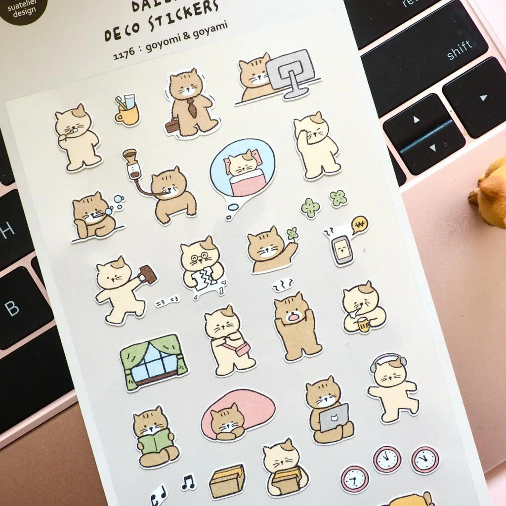 cat daily life paper sticker set