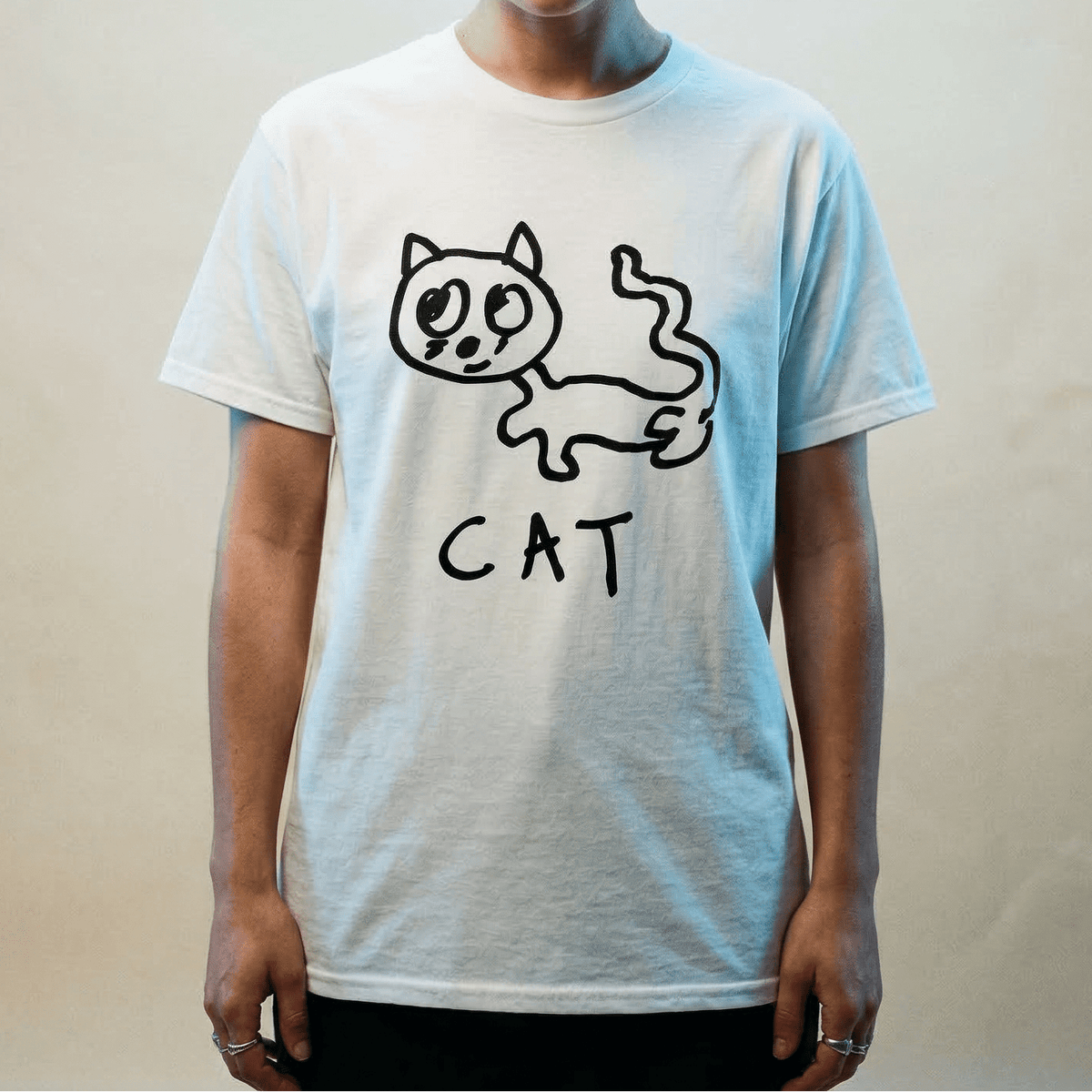extremely well-drawn cat t-shirt