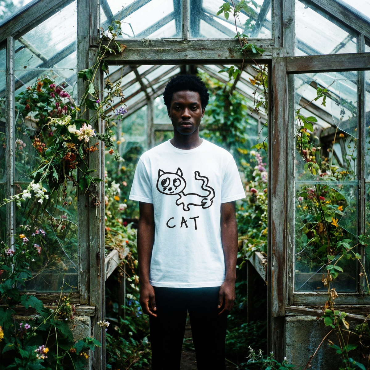 extremely well-drawn cat t-shirt